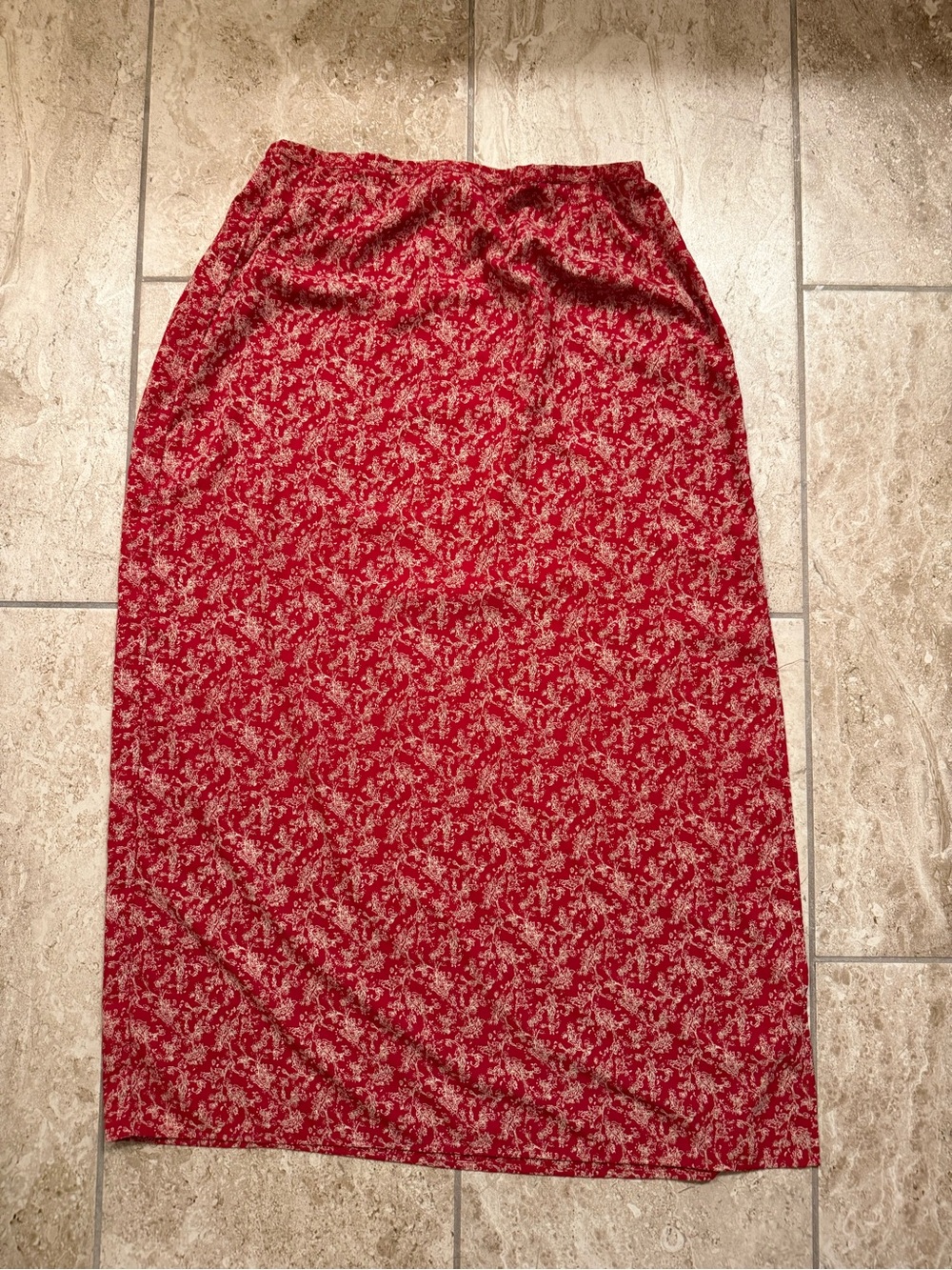 Urban Works Red White Floral Midi Skirt - Women's Lightweight Summer Skirt Boho